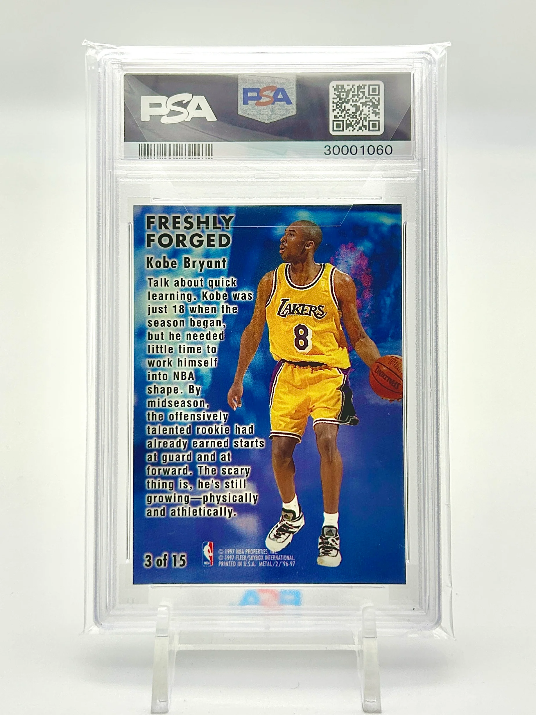 1996 Fleer Metal Freshly Forged: #3 Kobe Bryant (PSA 9) - Image 3