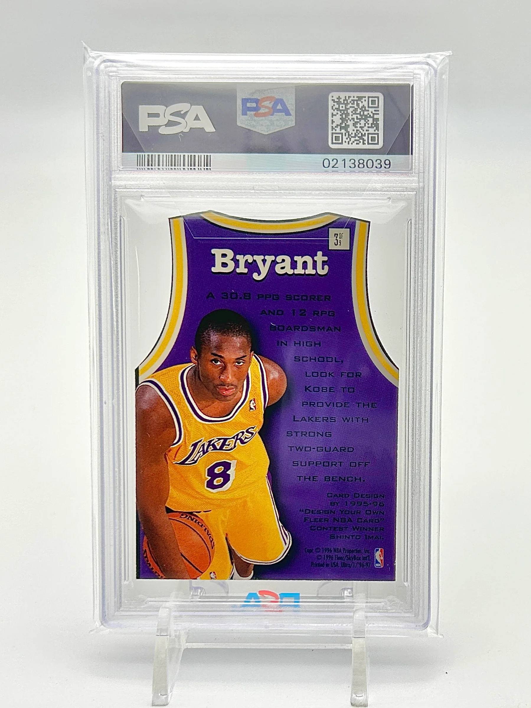 1996 Fleer Ultra Fresh Faces: #3 Kobe Bryant (PSA 9) - Image 3