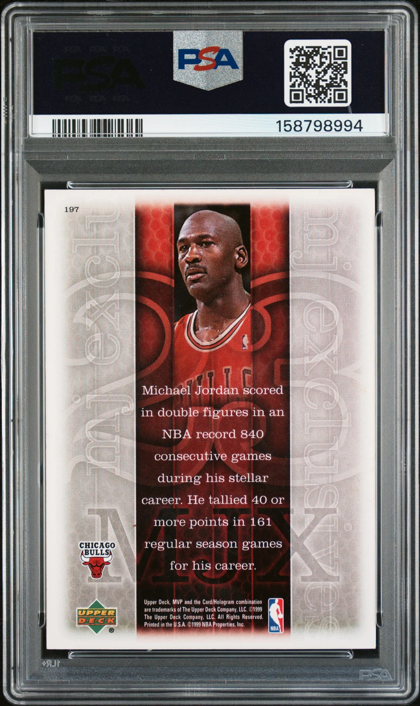 1999 Upper Deck MVP #197 Michael Jordan PSA 8 - Image 2