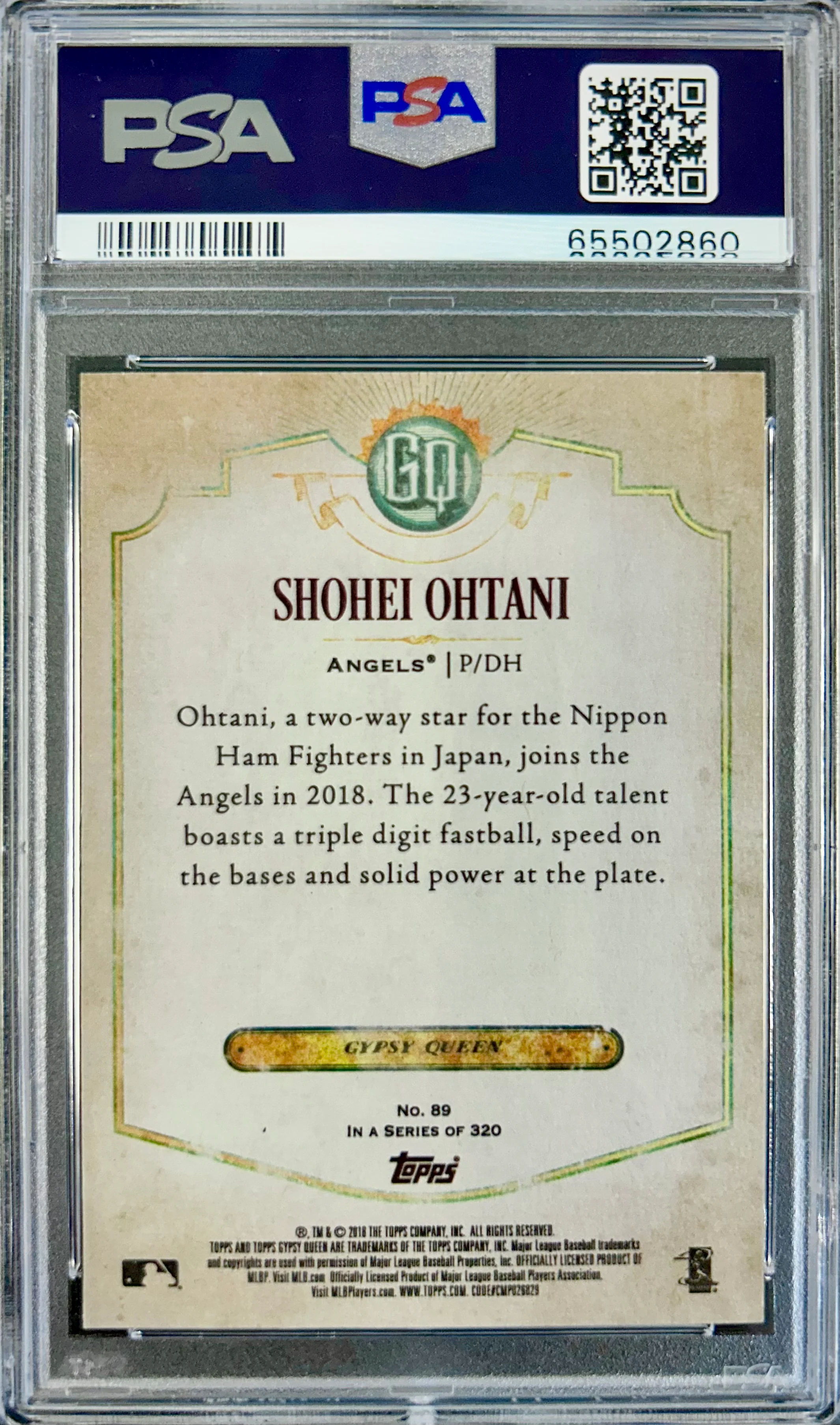 2018 Topps Gypsy Queen #89 Shohei Ohtani PSA 10 (65502860) - Image 2