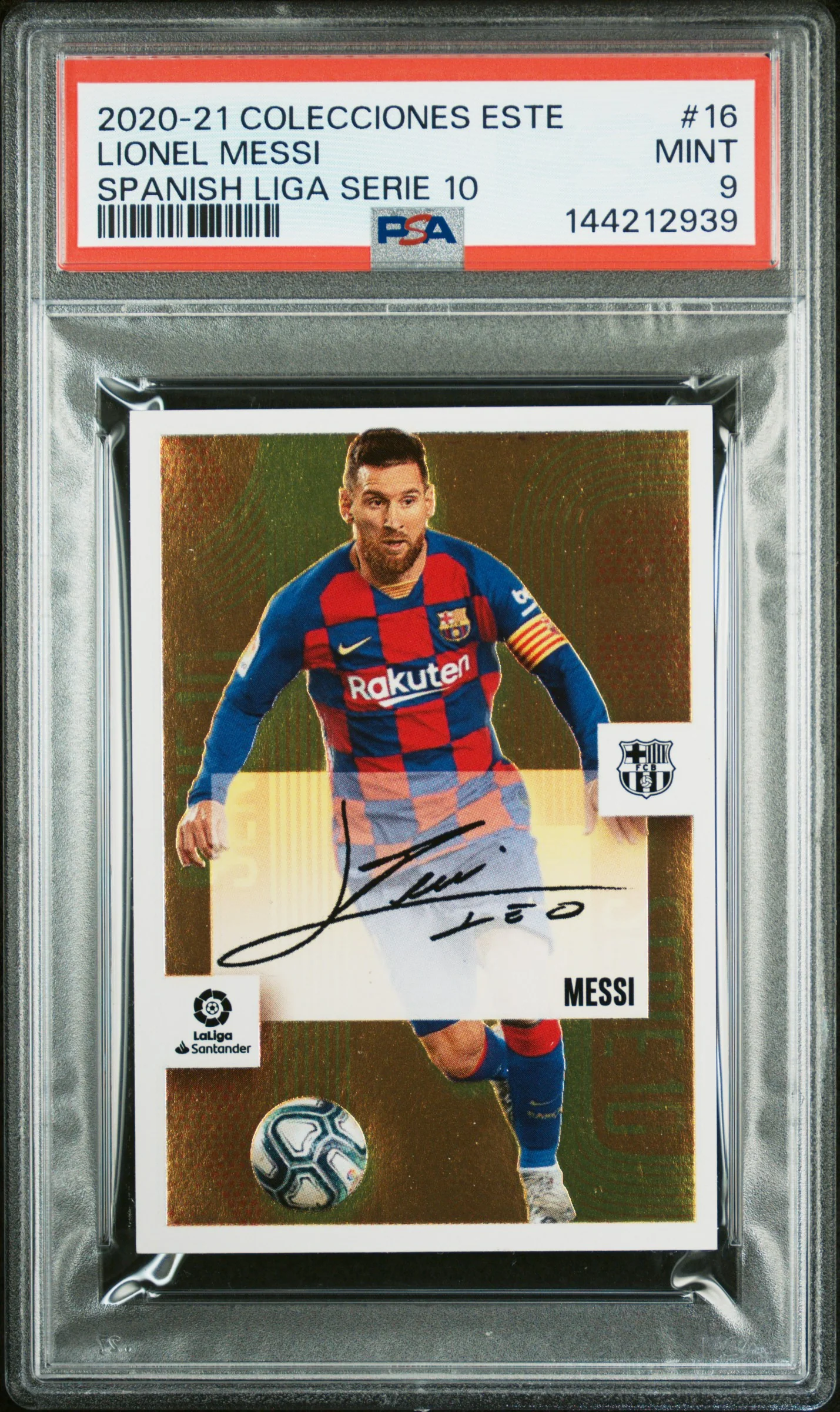2020 Panini Colecciones Este La Liga Spanish Serie 10 #16 Lionel Messi PSA 9