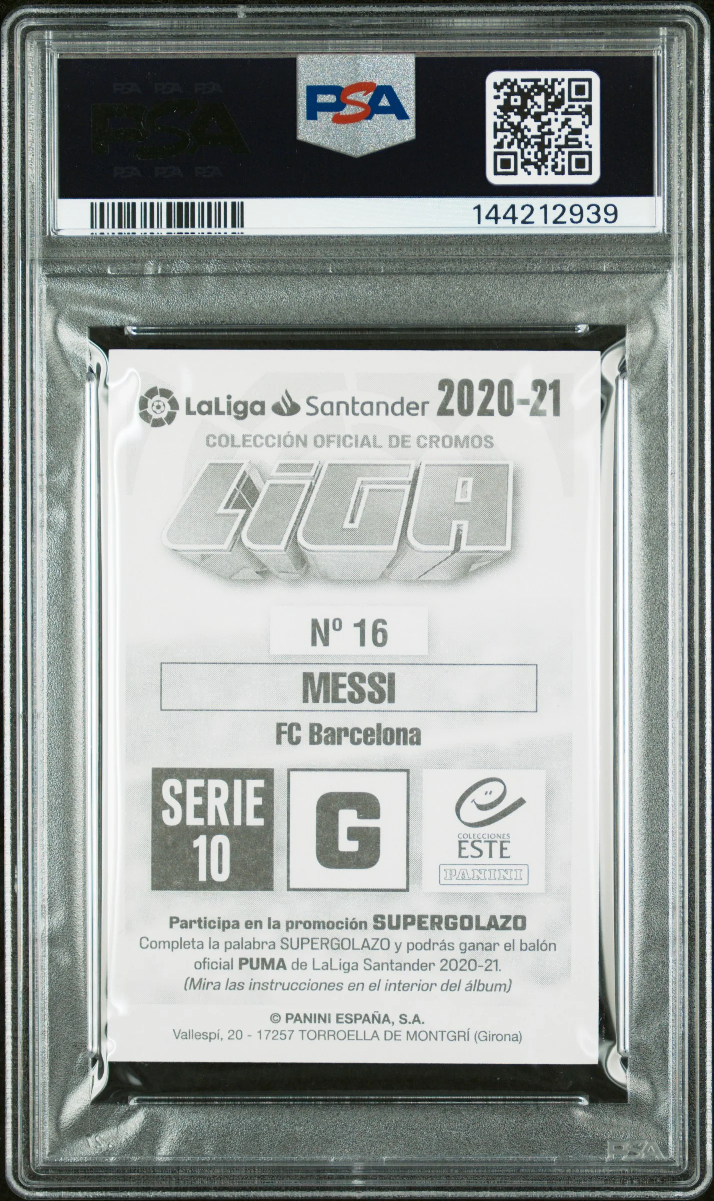 2020 Panini Colecciones Este La Liga Spanish Serie 10 #16 Lionel Messi PSA 9 - Image 2