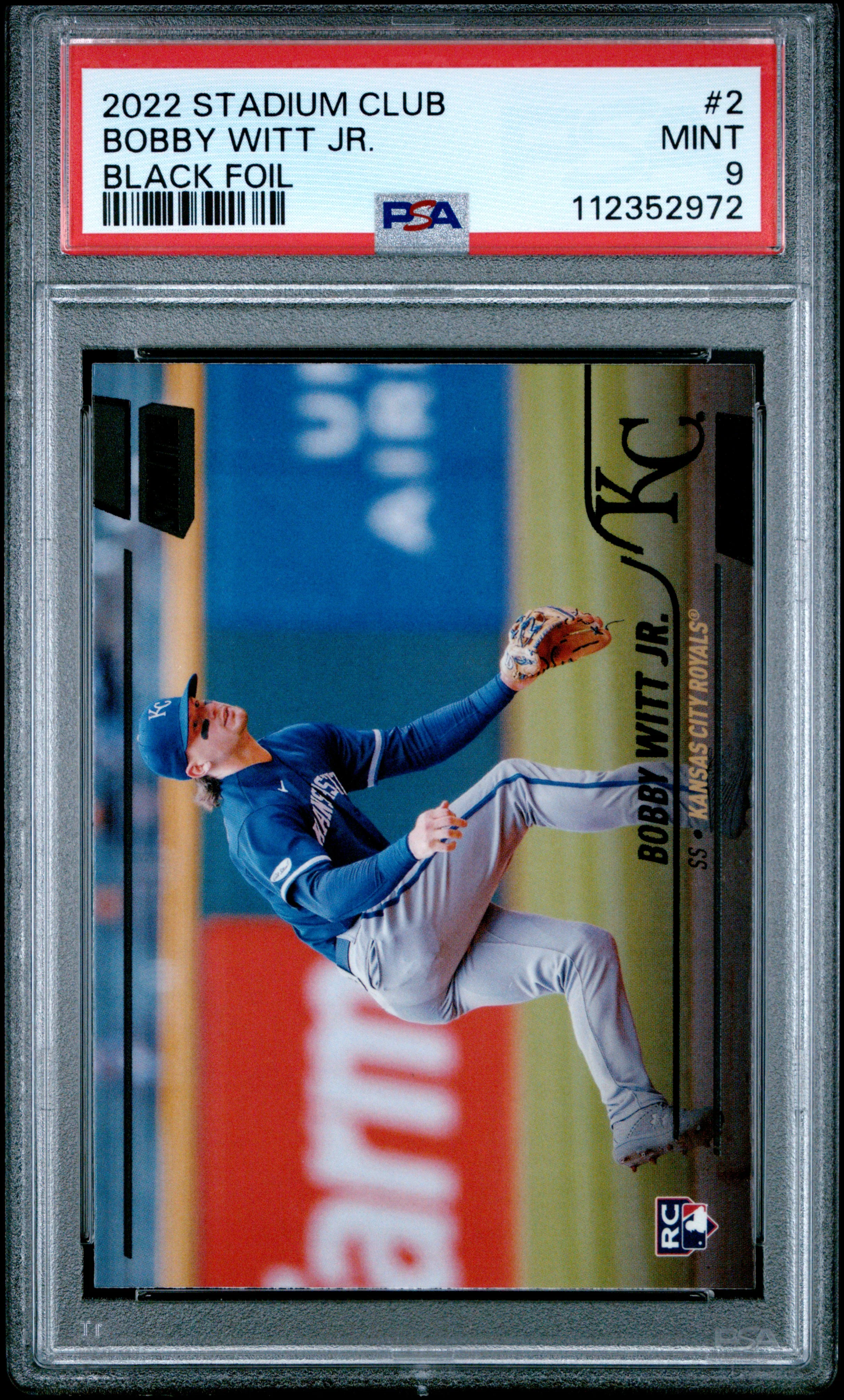 2022 Topps Stadium Club Black Foil #2 Bobby Witt Jr. PSA 9