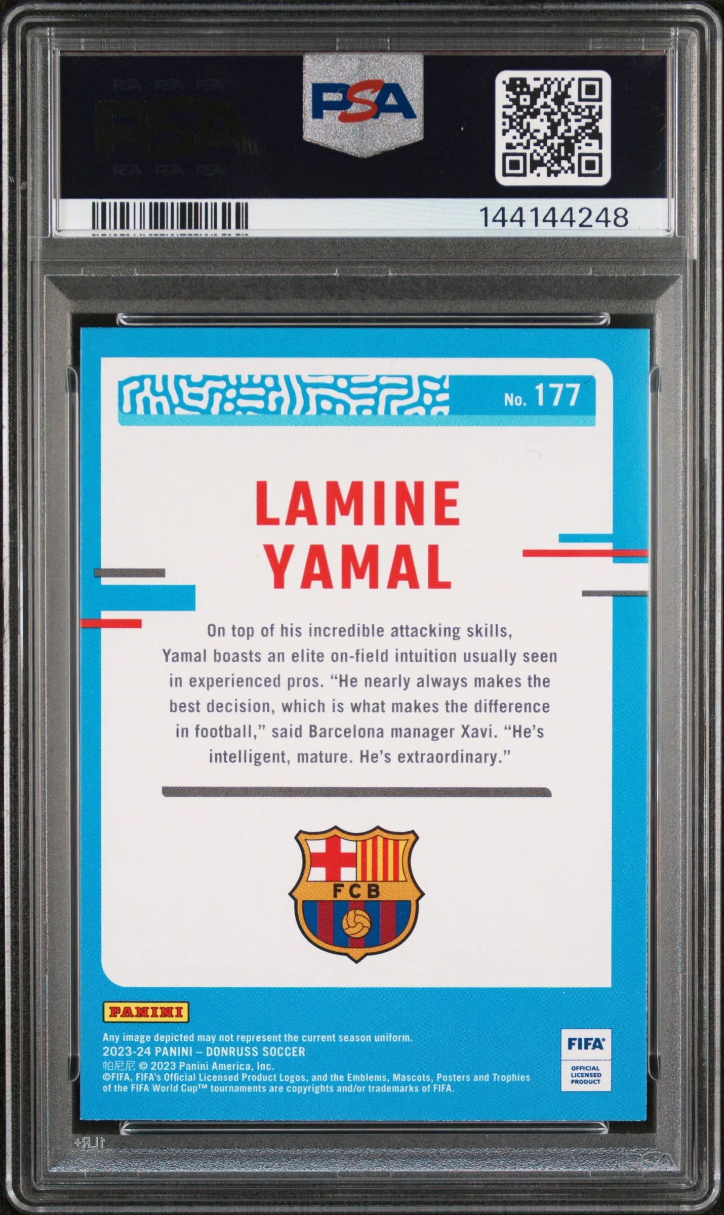 2023-24 Panini Donruss FIFA Cubic #177 Lamine Yamal PSA 9 - Image 2