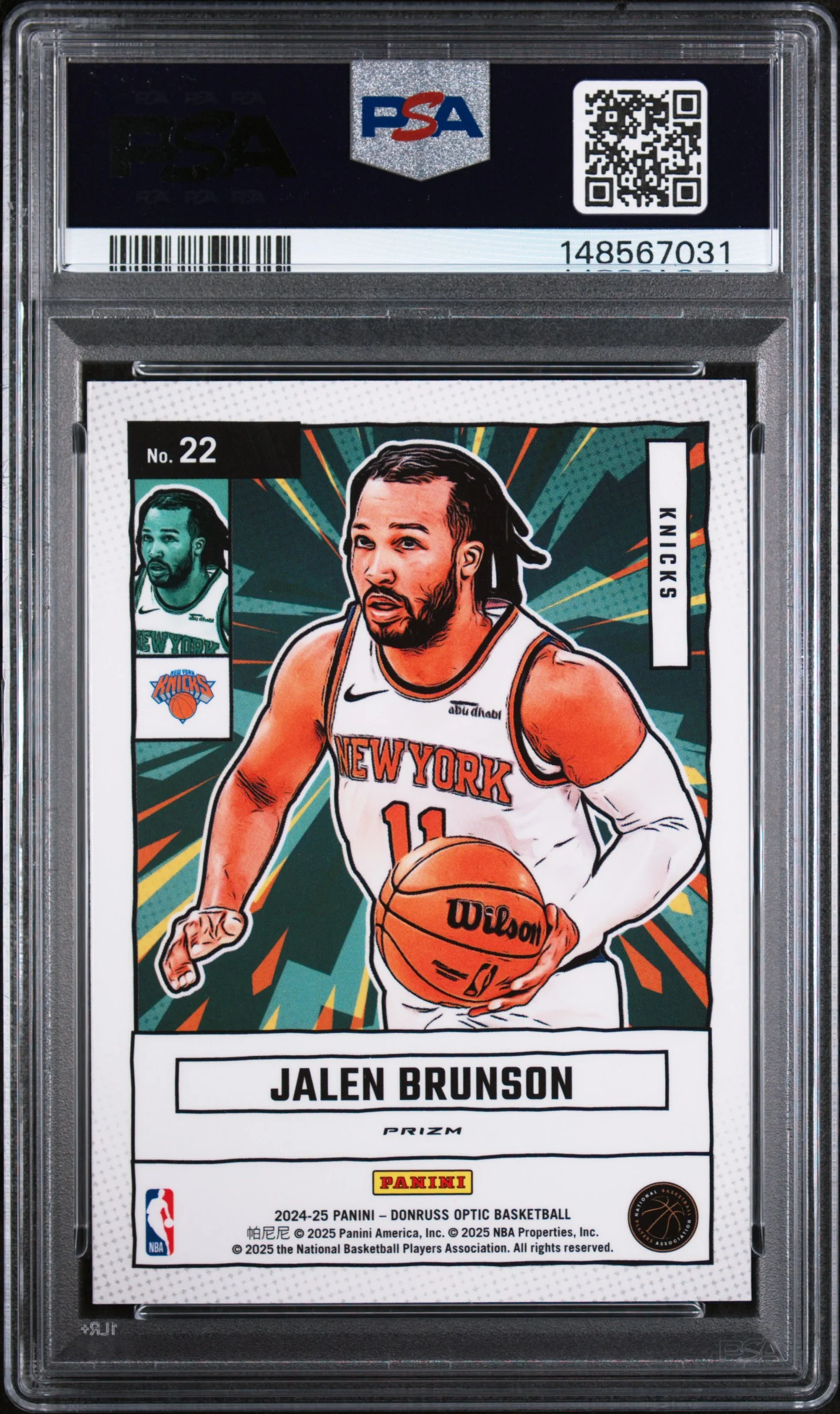 2024 Panini Donruss Optic Net Marvels Holo Fast Break #22 Jalen Brunson PSA 9 - Image 2