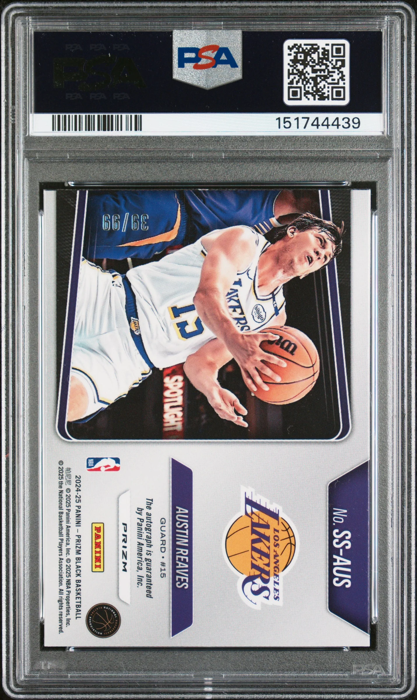 2024 Panini Prizm Black Sensational Signatures Red Prizm /99 #SS-AUS Austin Reaves PSA 9 - Image 2