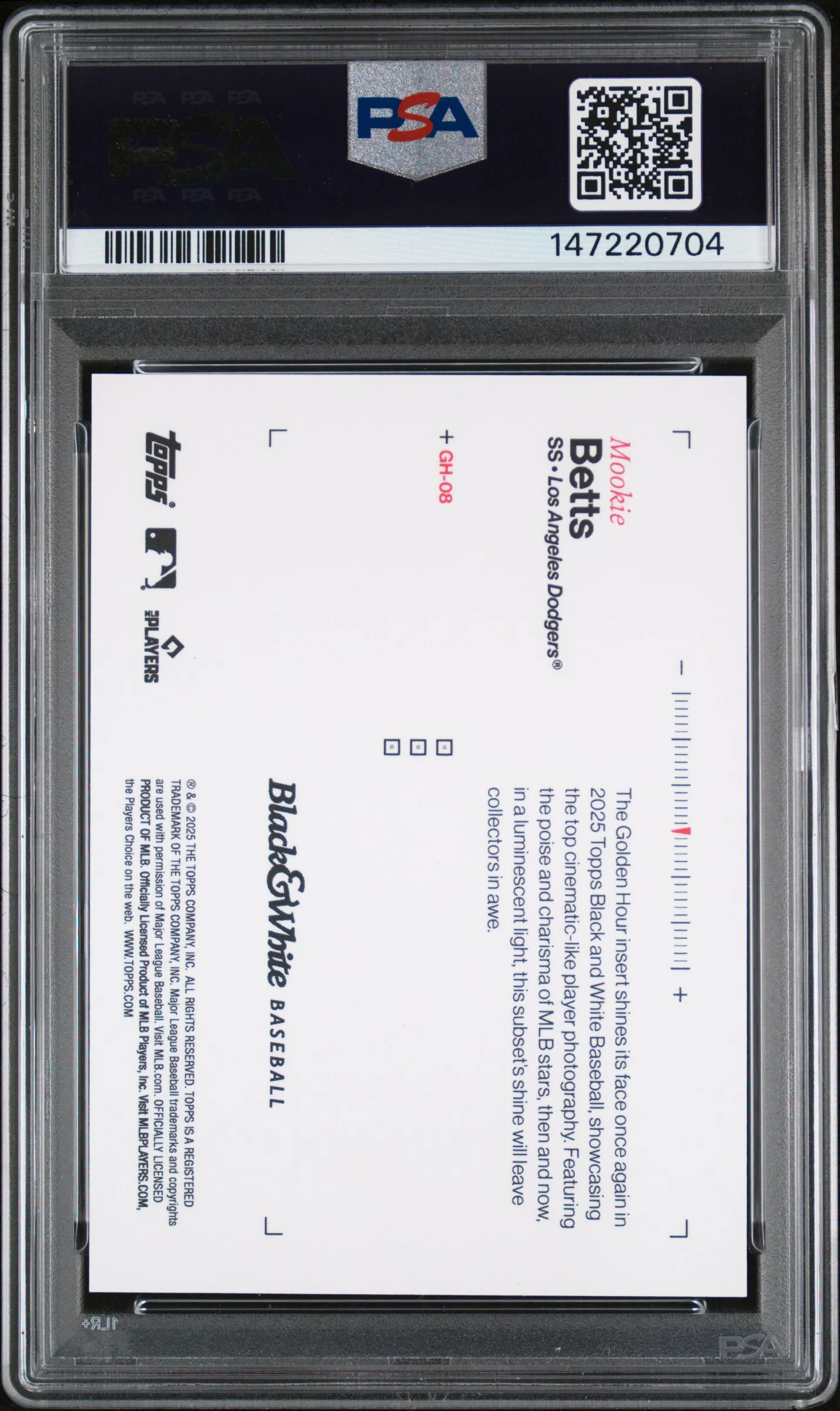 2025 Topps Black & White Golden Hour /50 #GH-08 Mookie Betts PSA 10 - Image 2