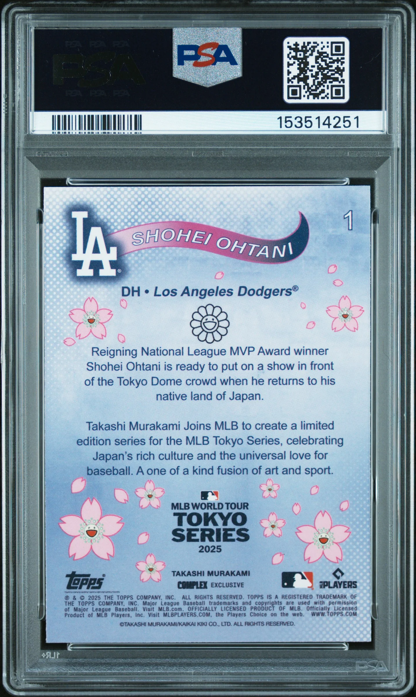 2025 Topps Murakami Tokyo Series #1 Shohei Ohtani PSA 8 - Image 2